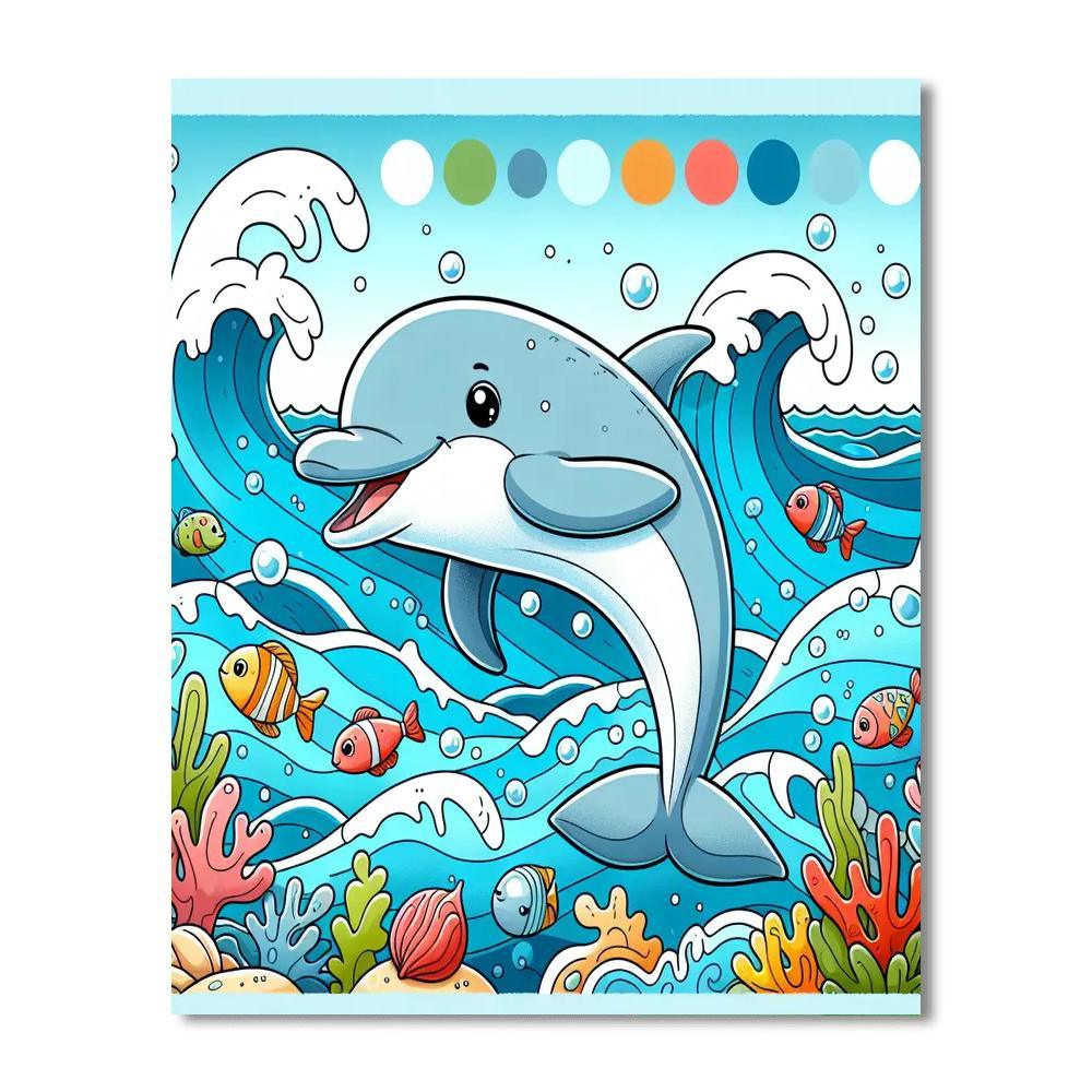 Whimsical Dolphin Dive Numbered Painting Kits