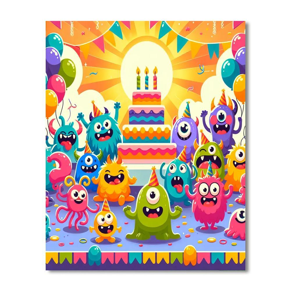 Playful Monster Gathering Paint By Numbers