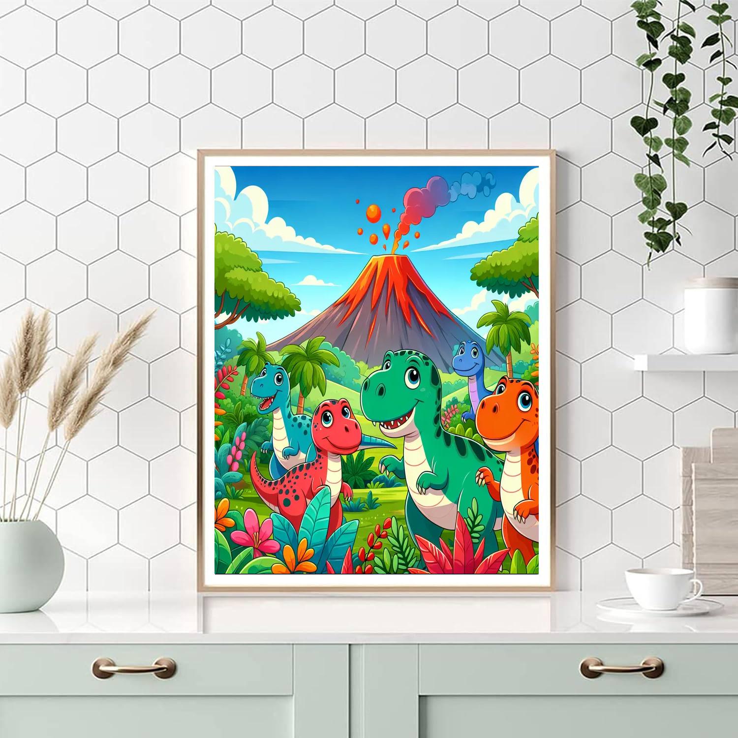 Curious Dino Family Numbered Painting Kits