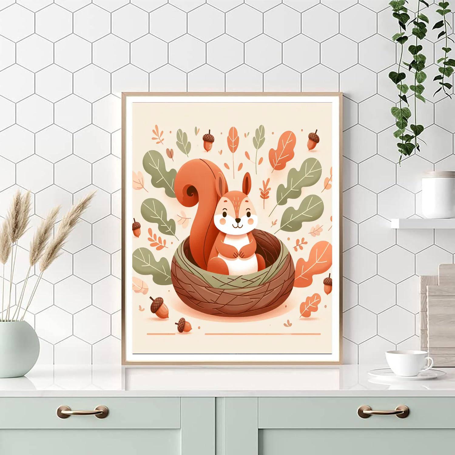 Cozy Squirrel's Autumn Nest Paint By Color