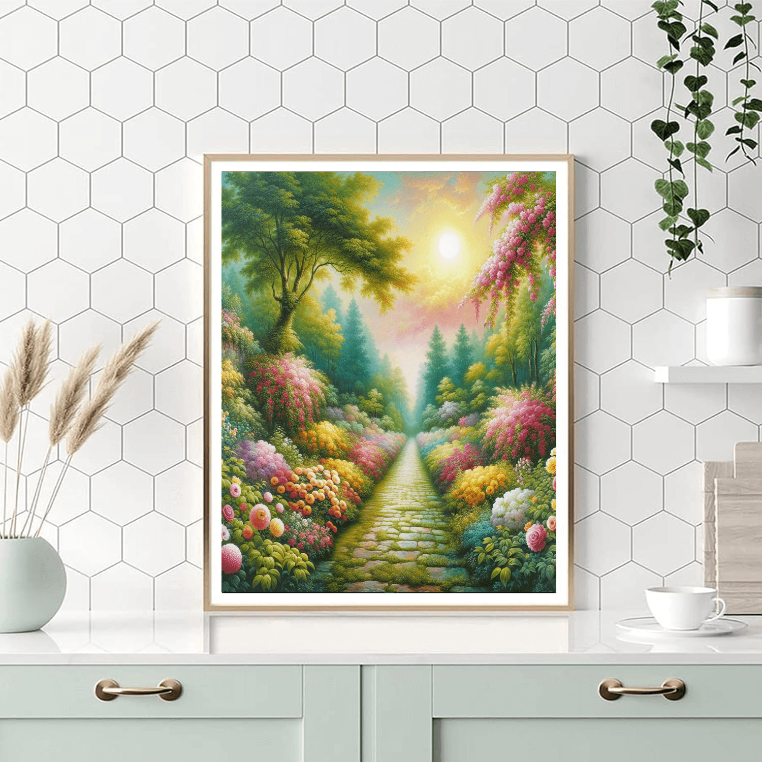 Charming Floral Garden Pathway Painting By Numbers Kit
