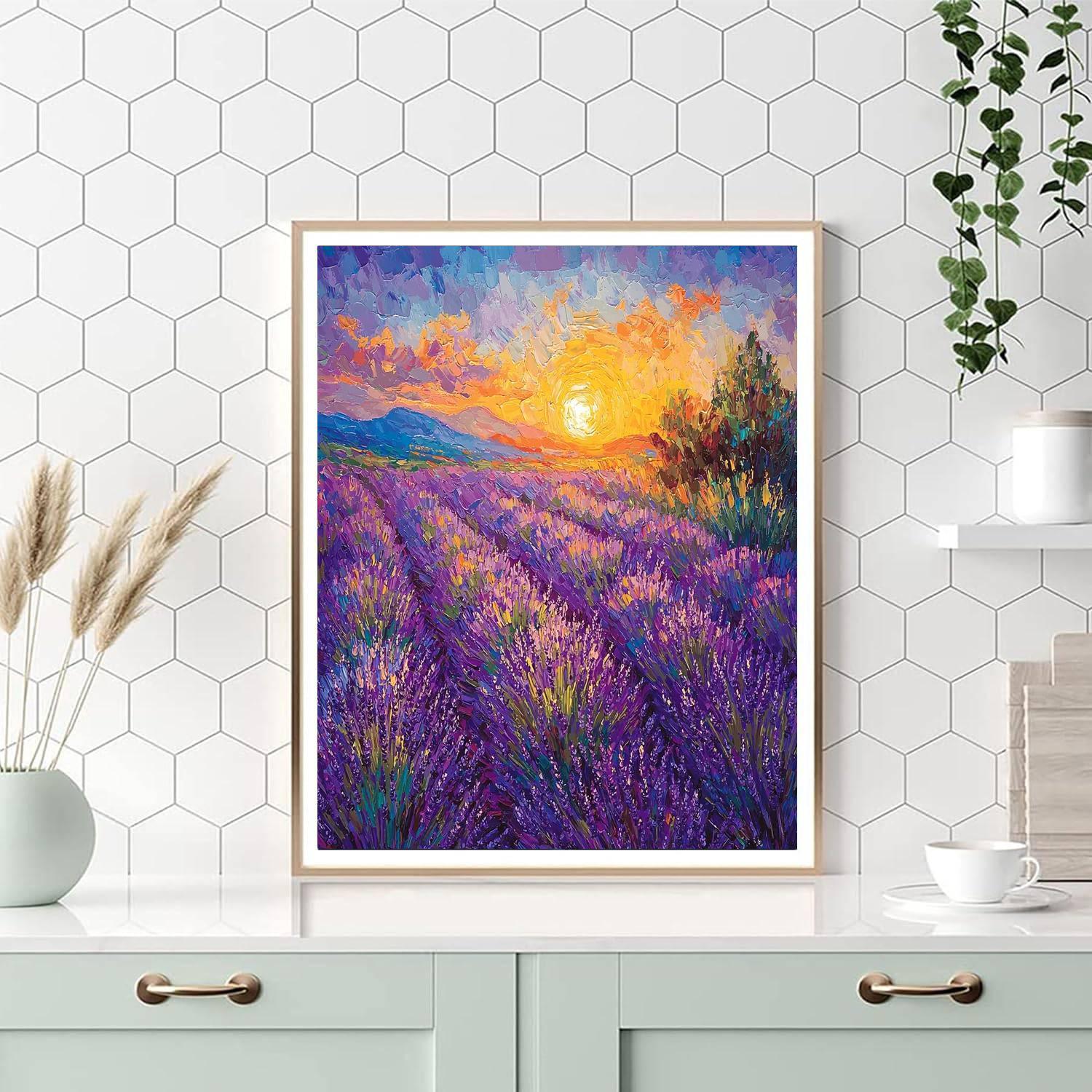 Vincent Van Gogh Inspired Sunrise Over A Lavender Field  Numbered Painting Kits
