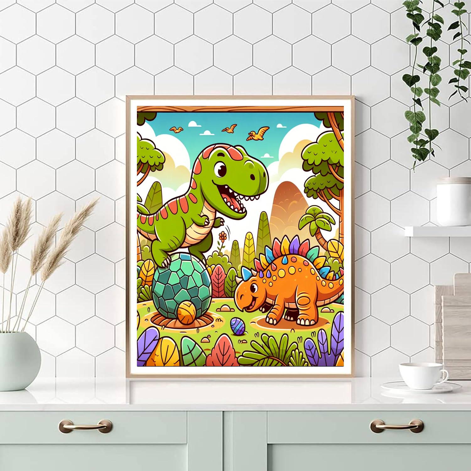 The Playful Dinosaur Party DIY Paint By Numbers