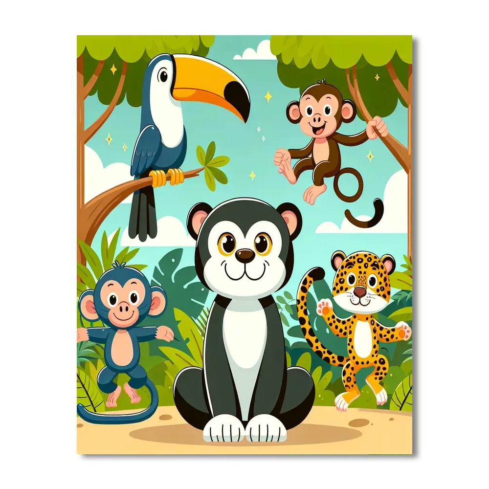 Fantasy Jungle Friends Number Painting