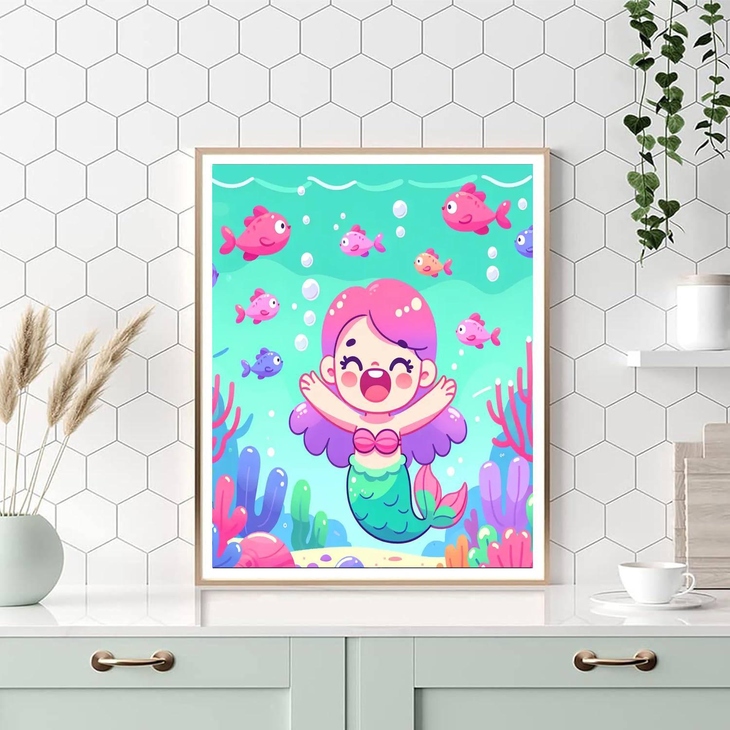 Bubbly Mermaid DIY Paint By Numbers
