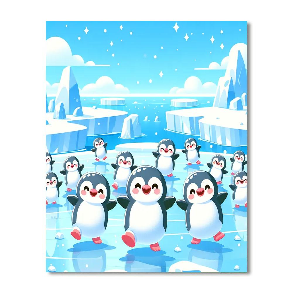 Peppy Penguins' Ice Dance Painting Number Kit
