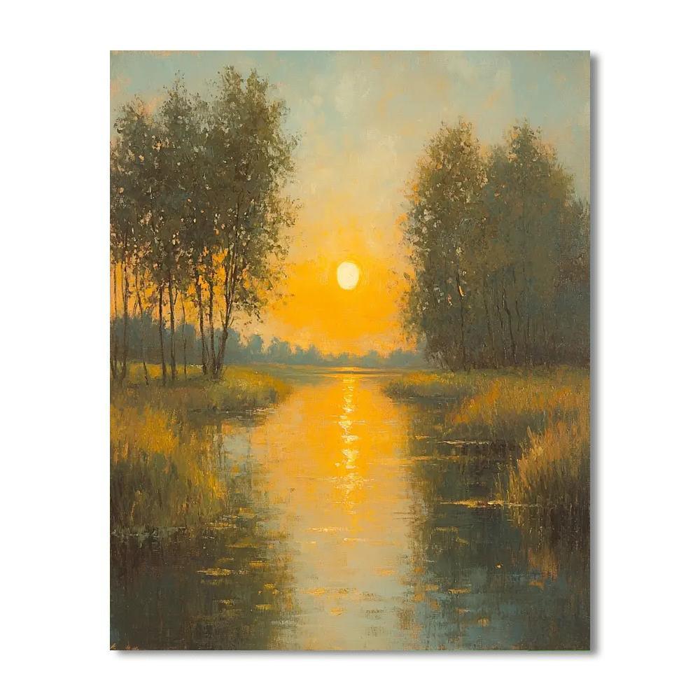 Claude Monet Inspired Monet's Golden Dusk  Numbered Painting Kits