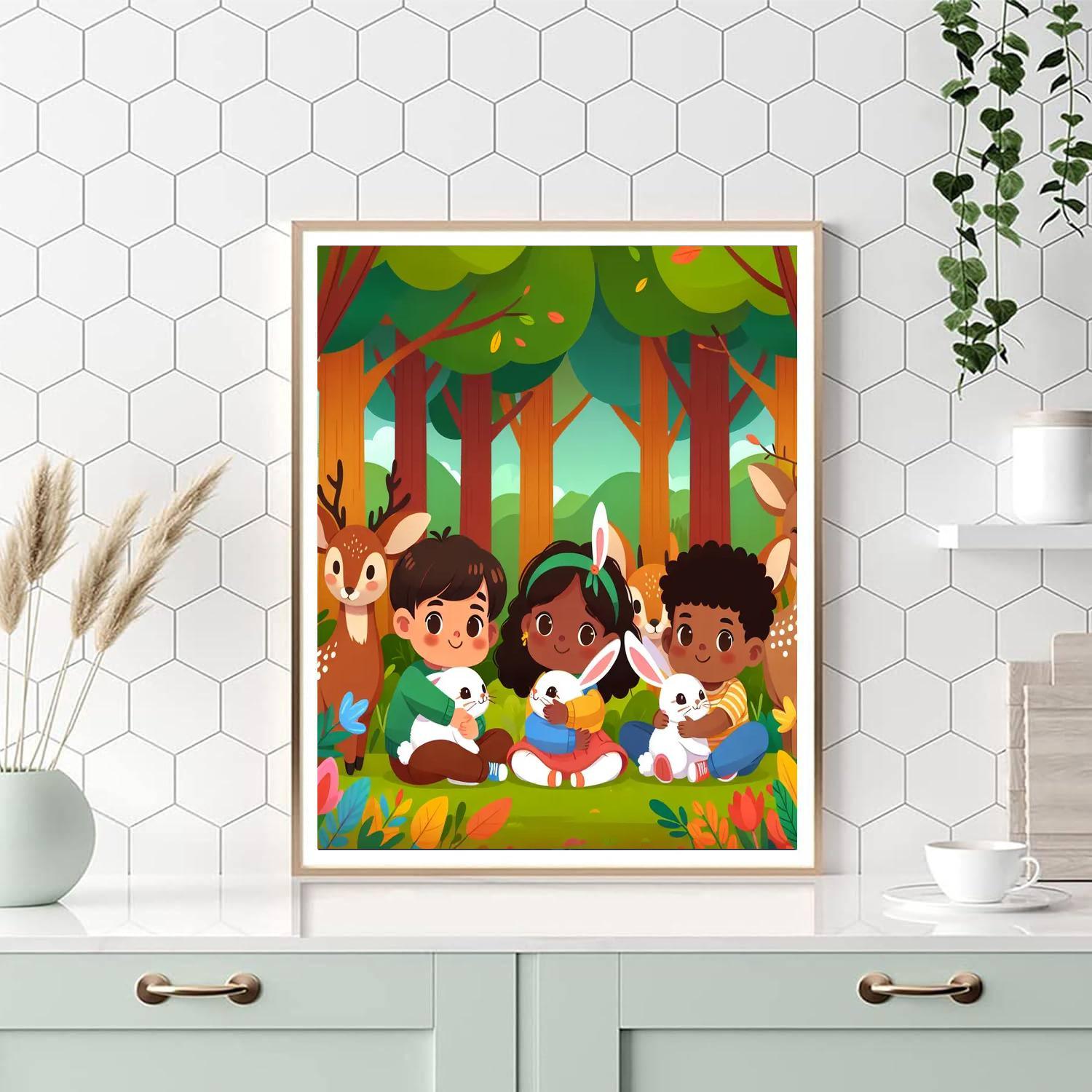 Cuddle Time With Forest Animals Painting Number Kit