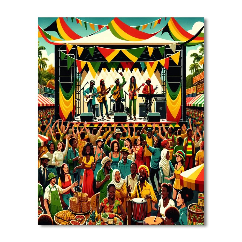 Jamaica Reggae Festival DIY Paint By Numbers