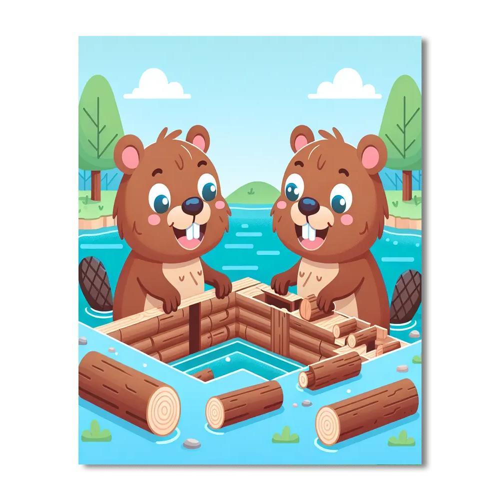 Benevolent Beavers Paint By Numbers Art