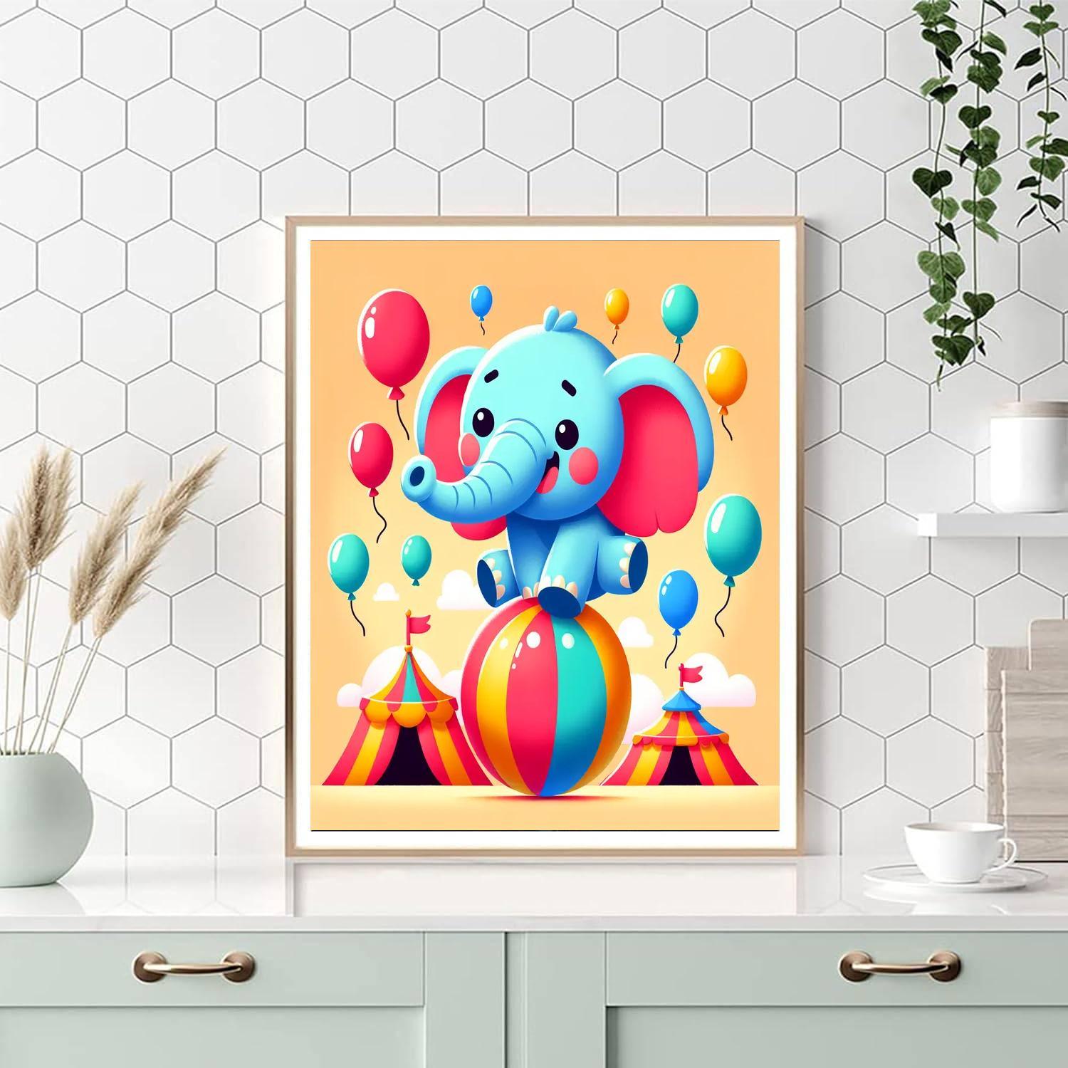 Cute Circus Elephant Paint By Numbers Art
