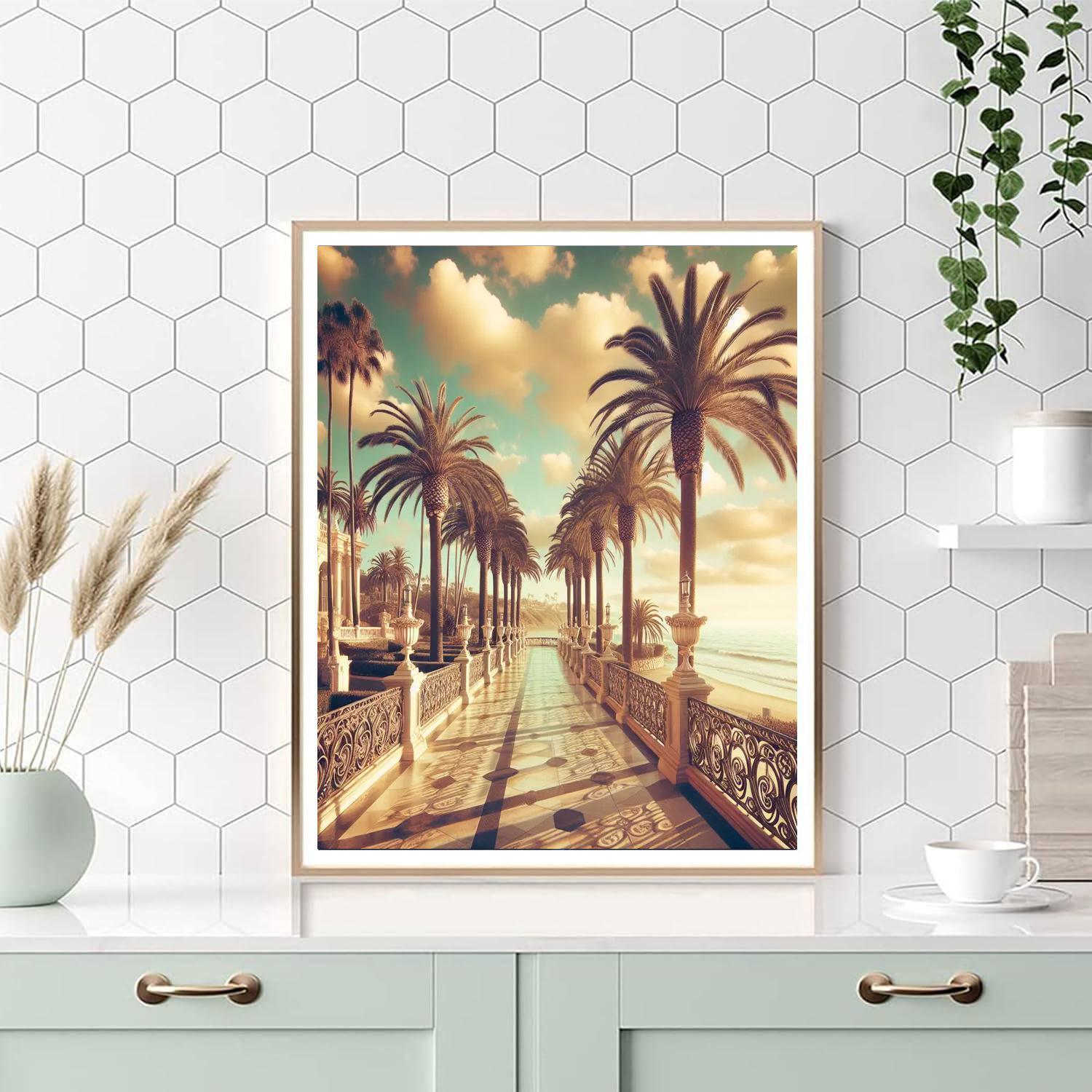 Elegant Coastal Promenade Painting By Numbers Kit