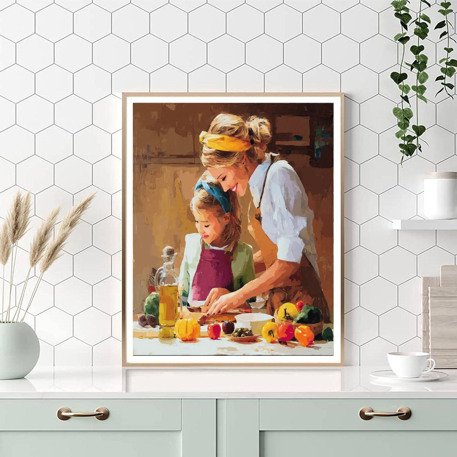 Mom And Me In The Kitchen Painting Number Kit