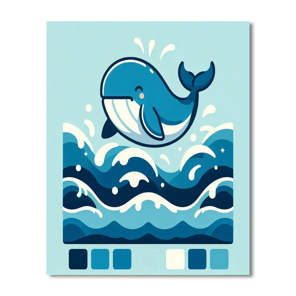 Bouncing Blue Whale Paint By Number