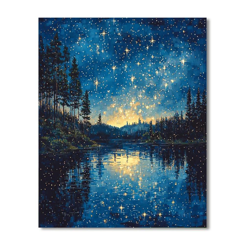 Georges Seurat Inspired Echoes Of The Celestial Night  Paint By Numbers Art