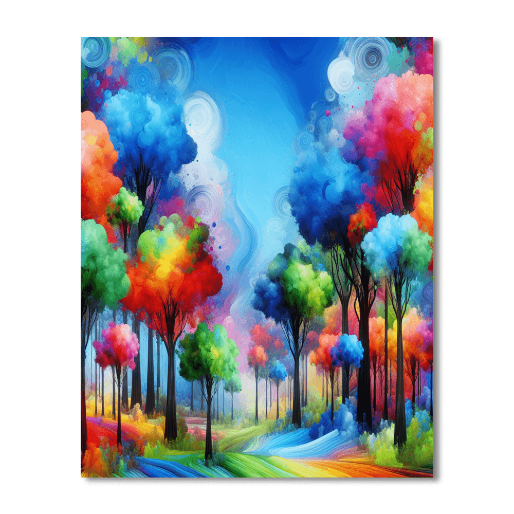 Rainbow Forest Paint By Numbers Art