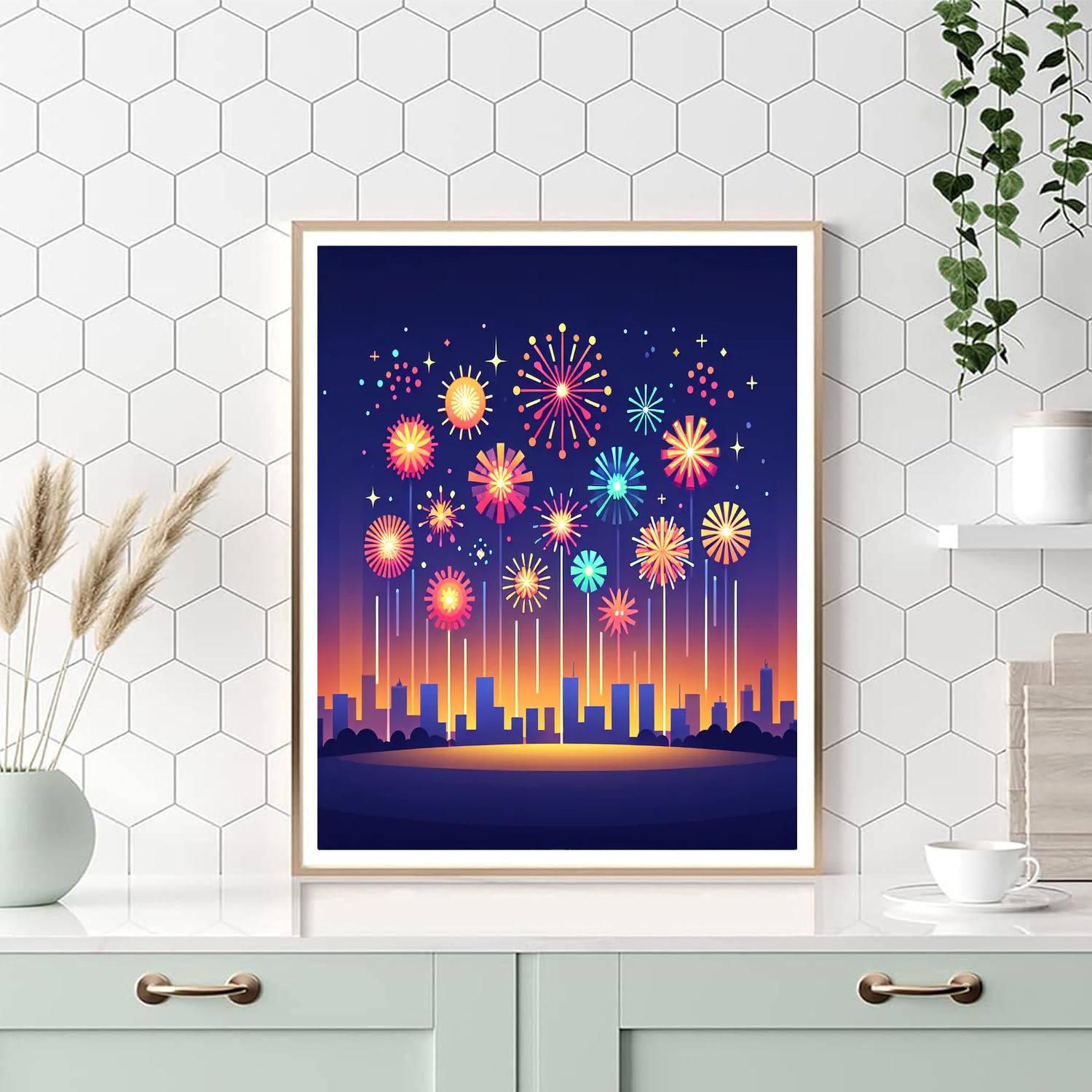 Dazzling Fireworks Festival Paint By Numbers Art
