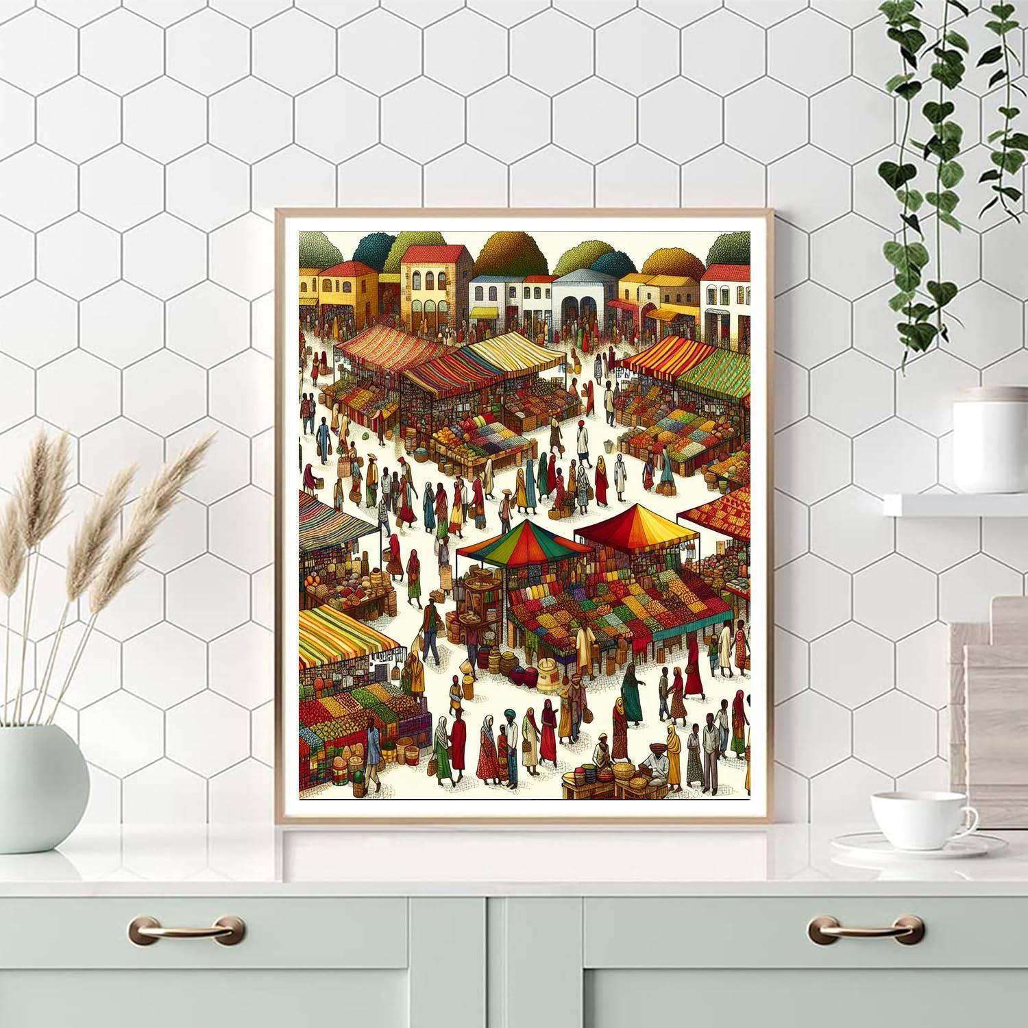 Colorful Fiesta Marketplace Paint By Numbers Art