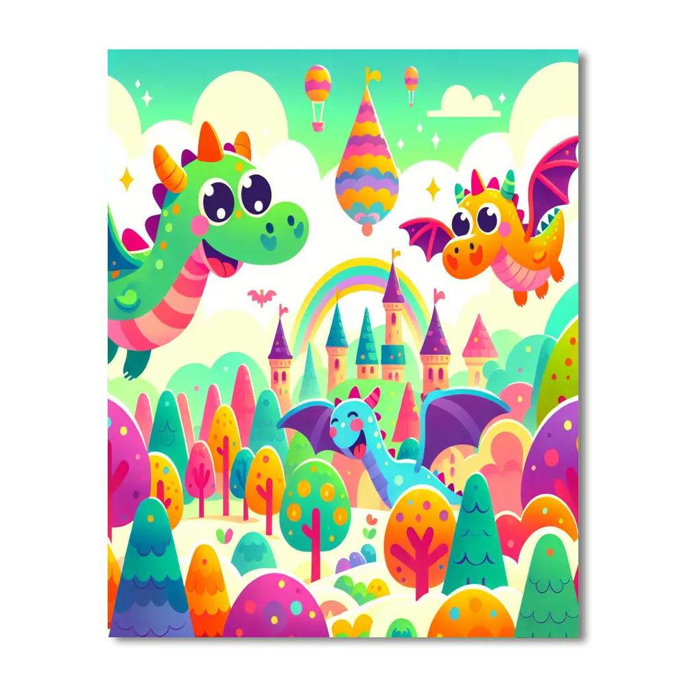 Enchanting Dragons Number Painting