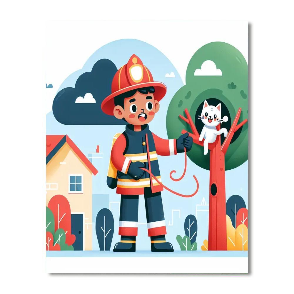 Heroic Firefighter's Rescue Paint By Number