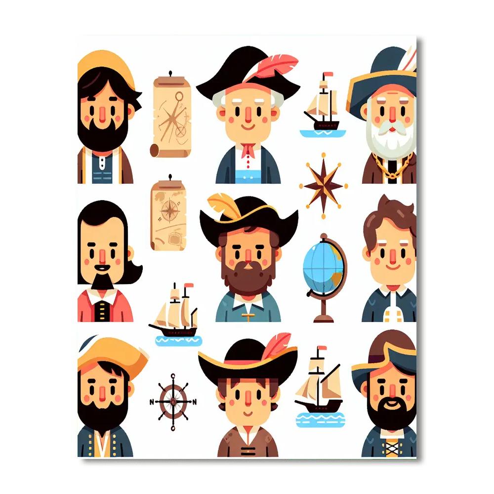 Historical Explorers Number Painting