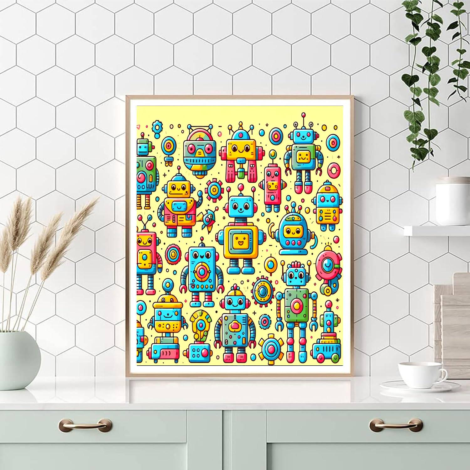 Magical Robot Friends Paint By Numbers Art