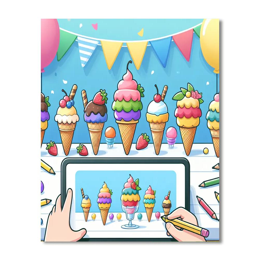Ice Cream Party Extravaganza Painting Number Kit