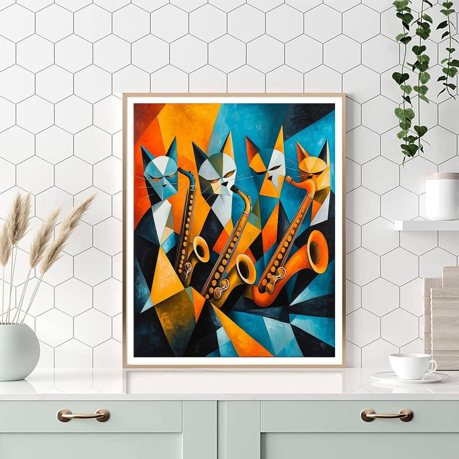 Pablo Picasso Inspired Cubist Jazz Cats  DIY Paint By Numbers