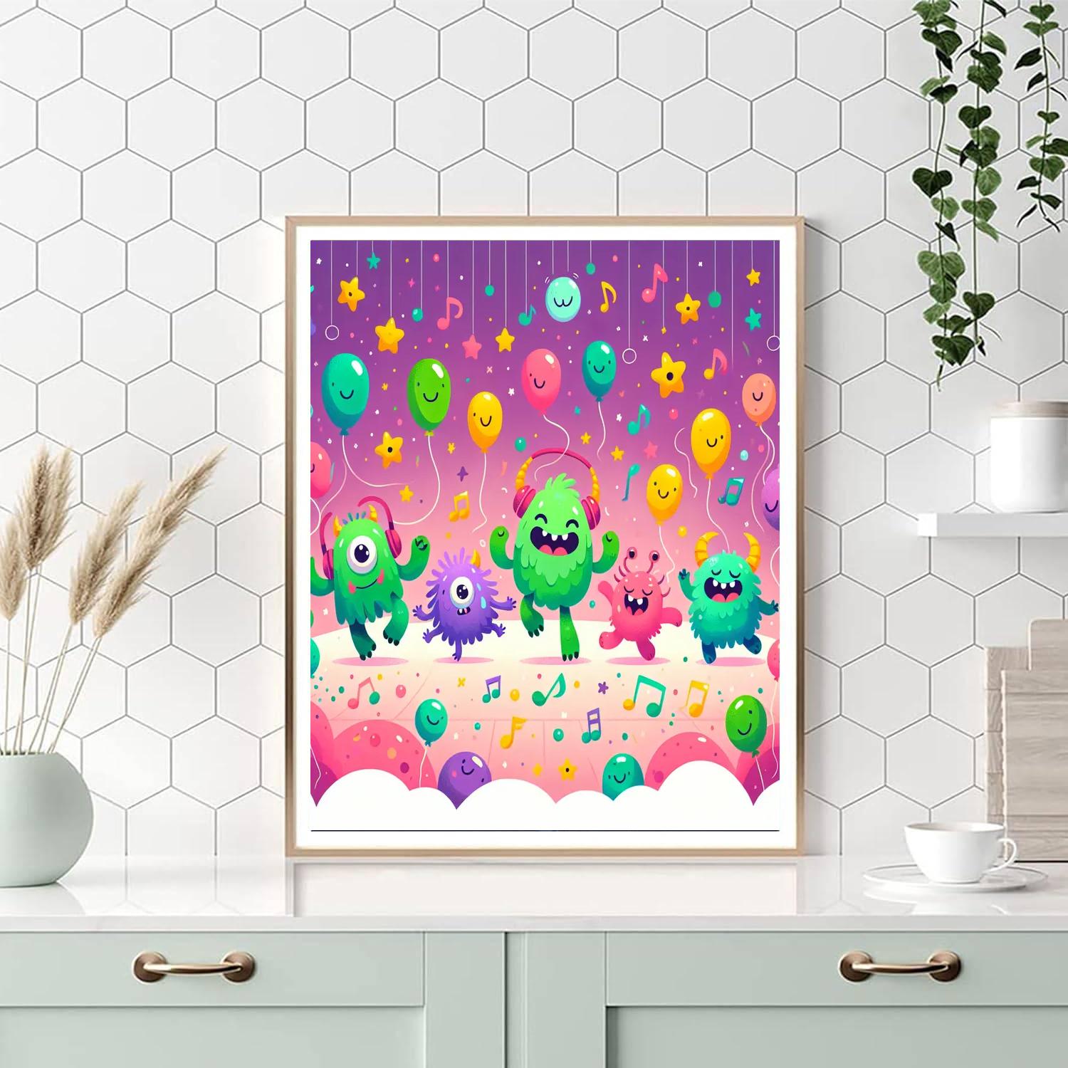 Silly Monster Dance Party Paint By Numbers Art