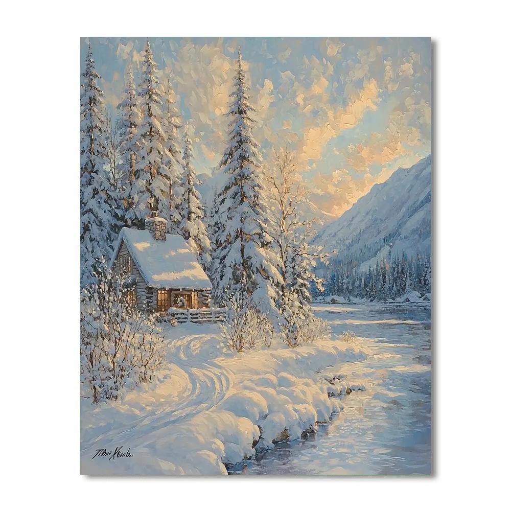 Thomas Kinkade Inspired Frosty Serenity  DIY Paint By Numbers