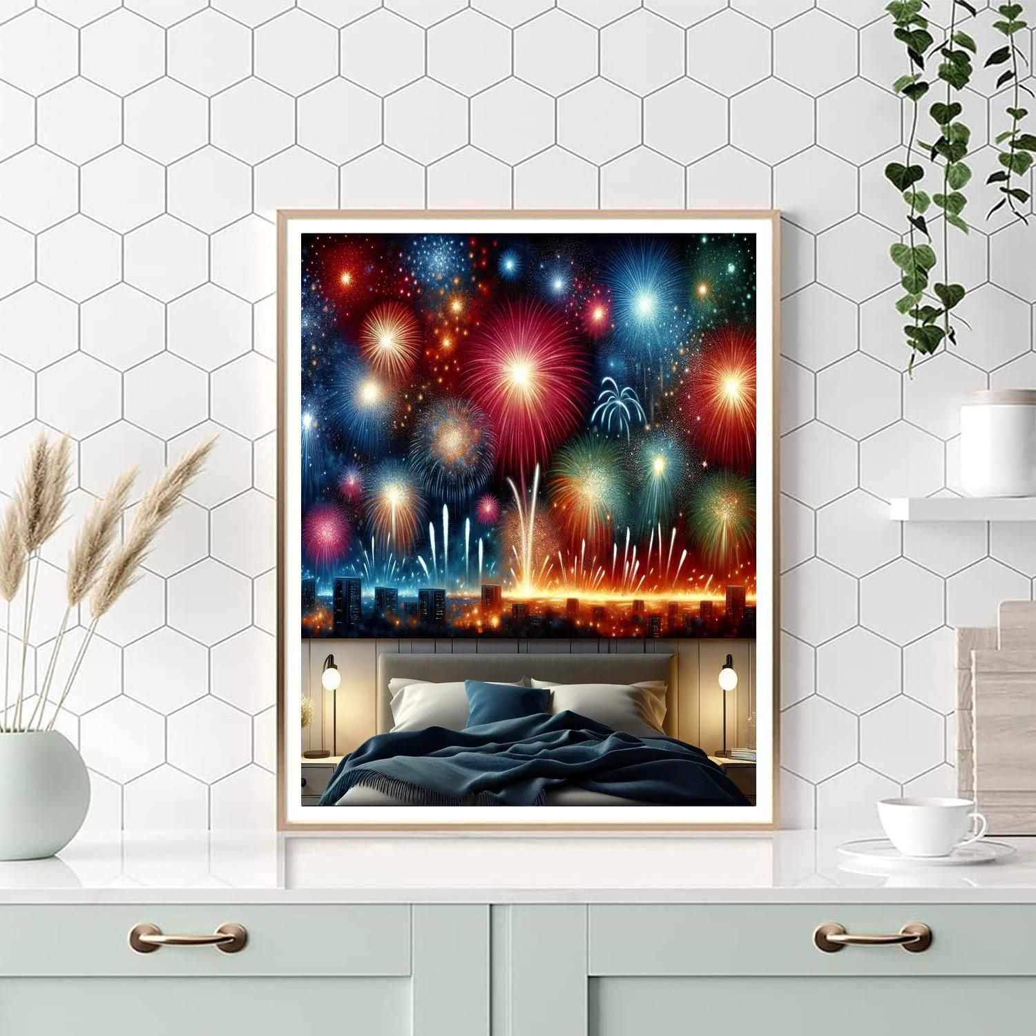 Dazzling Fireworks Show Paint By Numbers Art