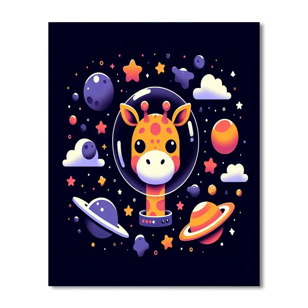 Galactic Giraffe Expedition Paint By Numbers Art