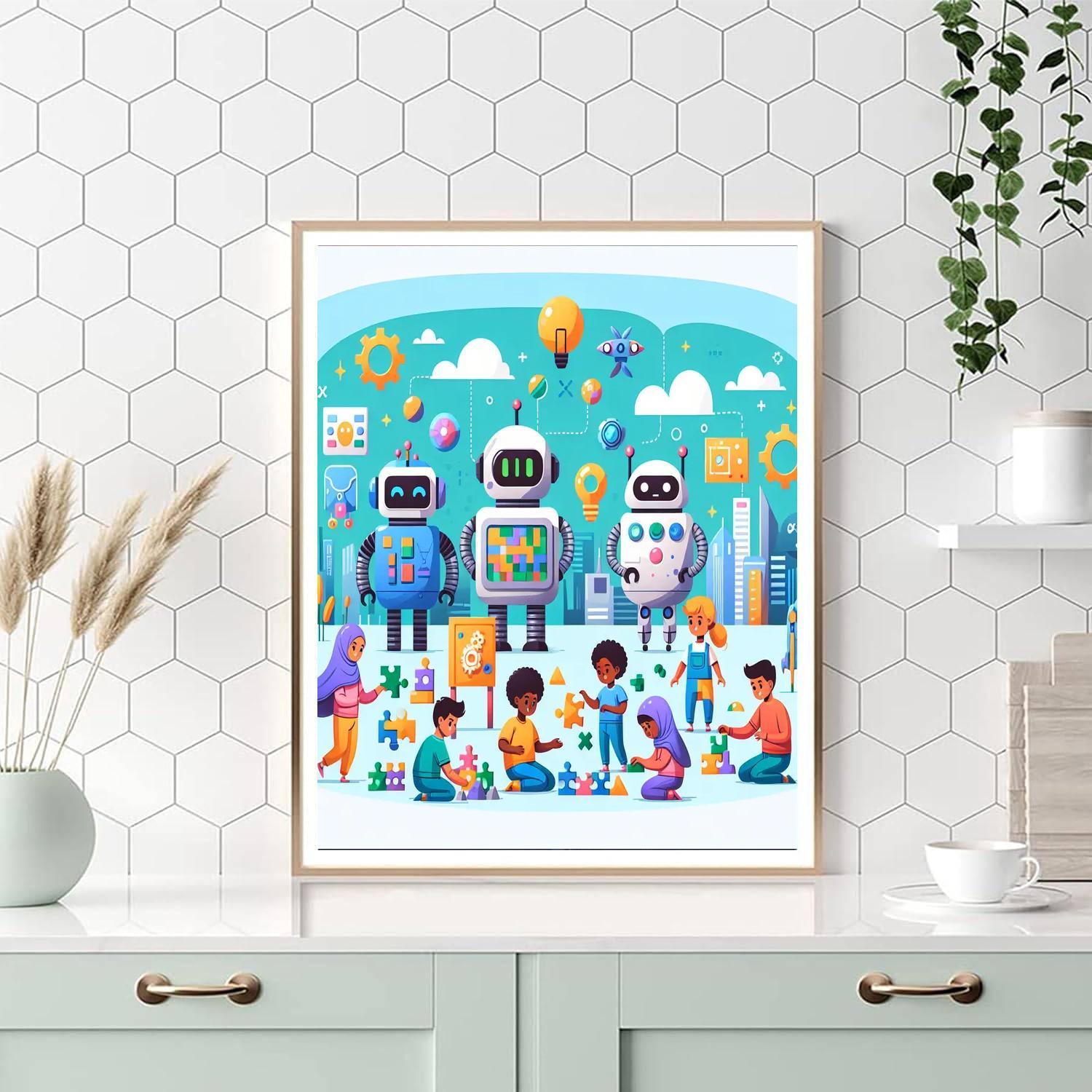 Robot Adventure League Number Painting