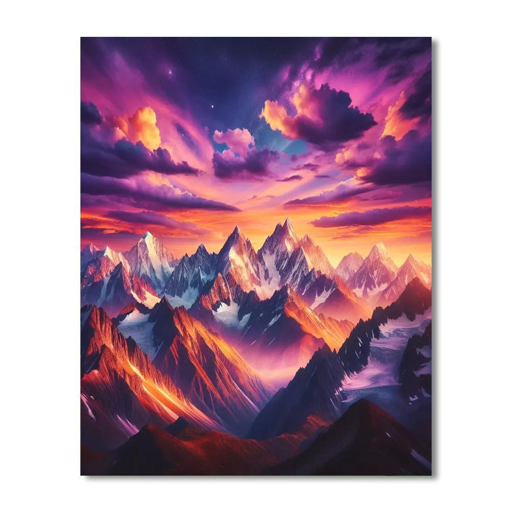 Majestic Mountain Sunset Painting Number Kit