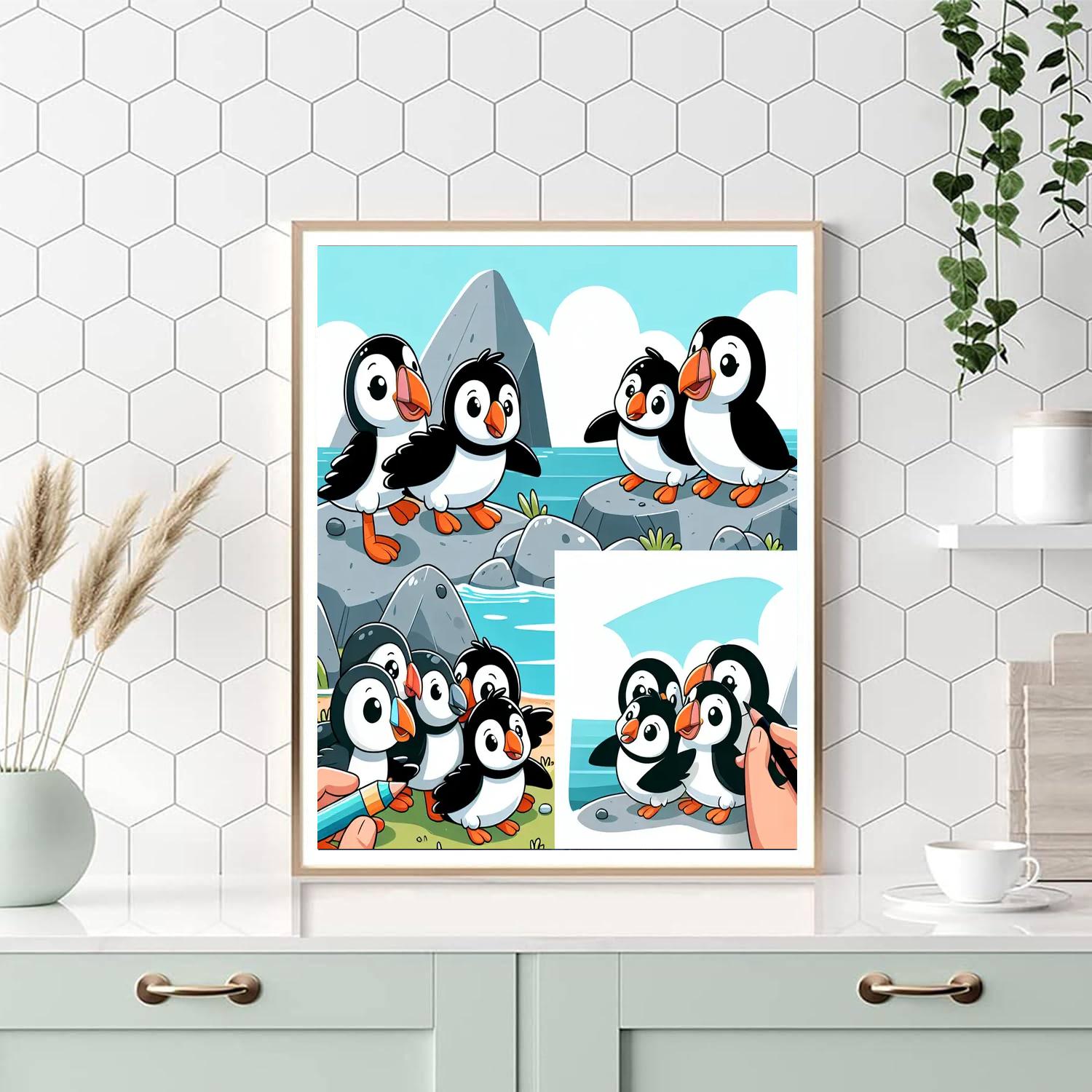 Playful Puffins Paint By Numbers Art
