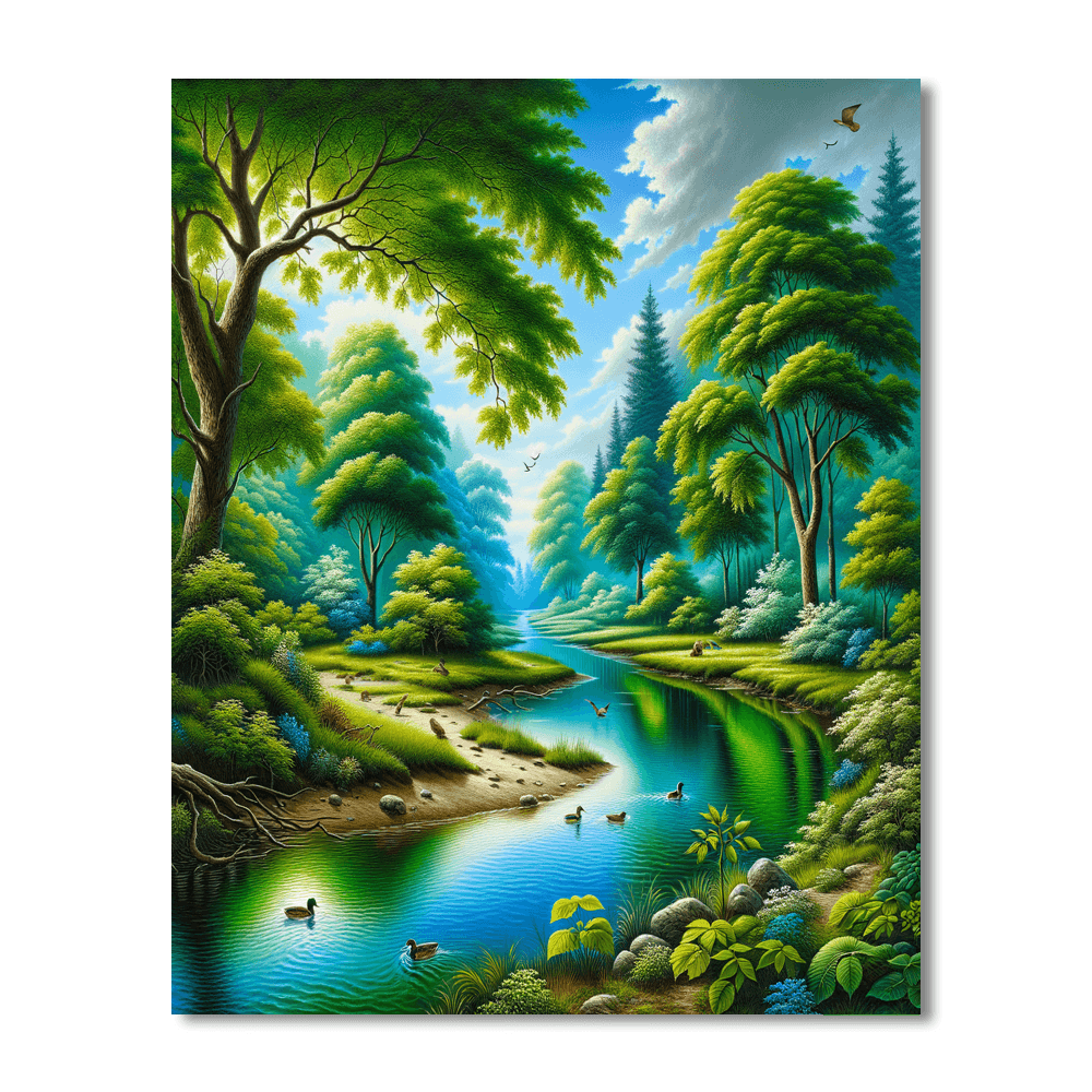 Peaceful River Reflections Paint By Numbers Art