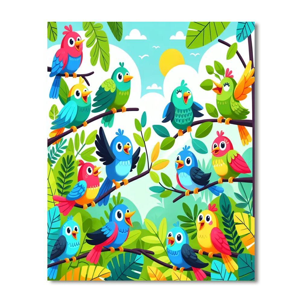 Joyful Jungle Birds Paint By Number