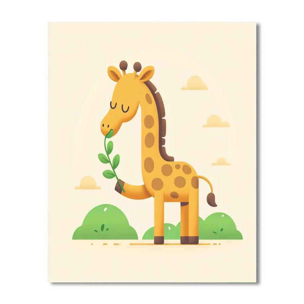 Giggle Giraffe Grazing Number Painting