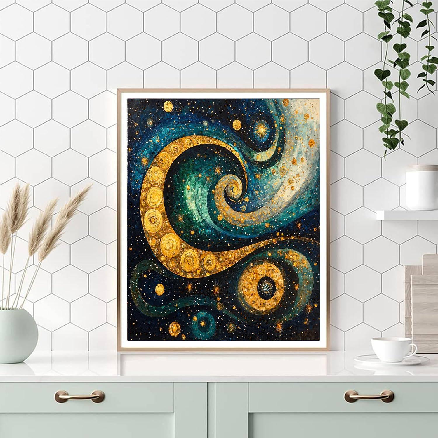 Gustav Klimt Inspired Whispers Of The Cosmic Tapestry  Paint By Numbers Kits
