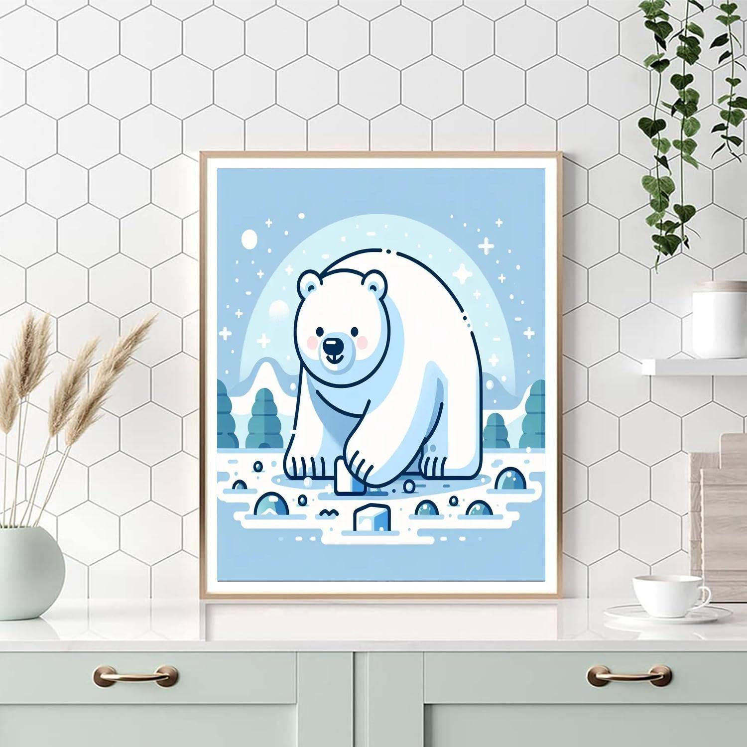 Frosty Polar Bear Playground Number Painting