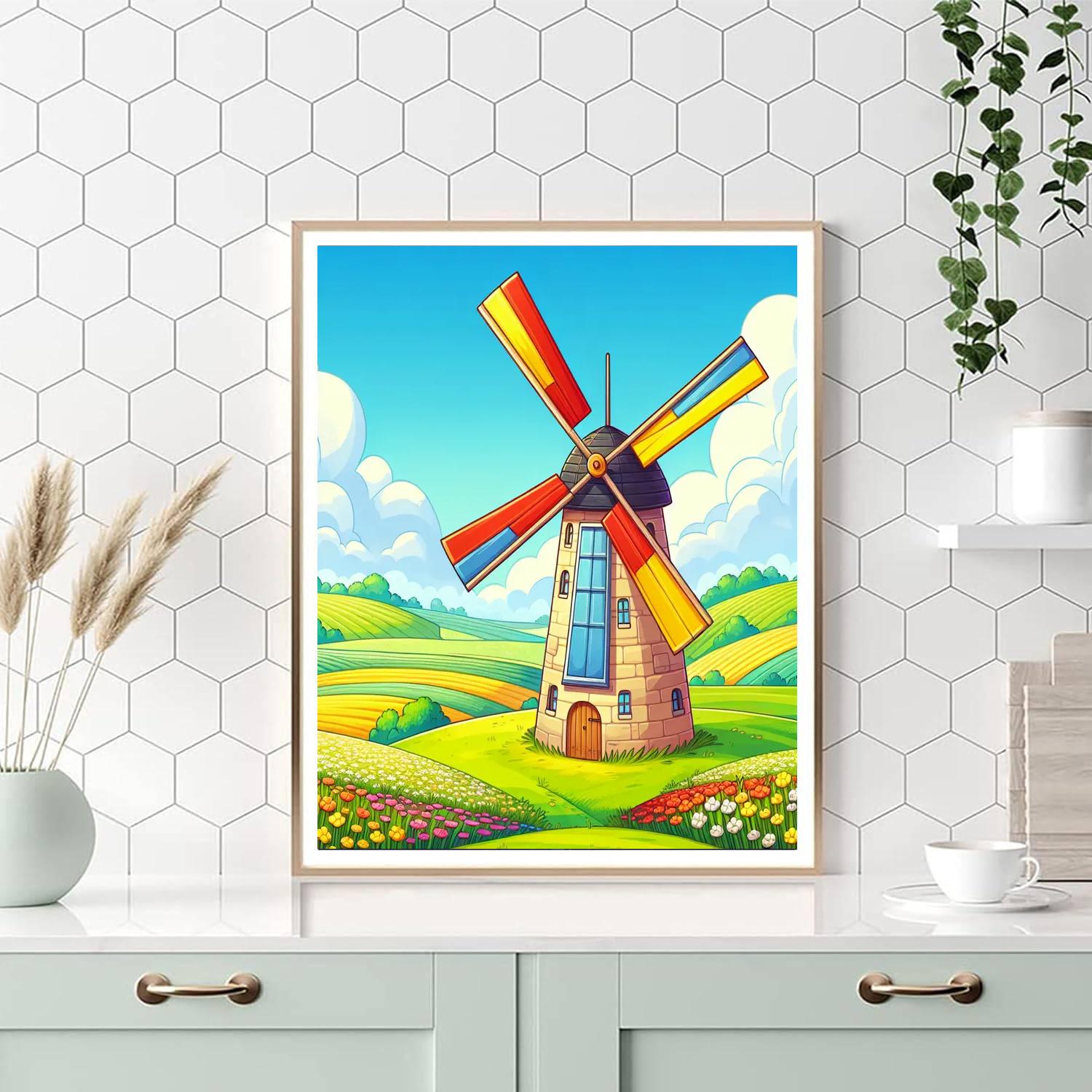 Whirling Windmill Paint By Numbers Art