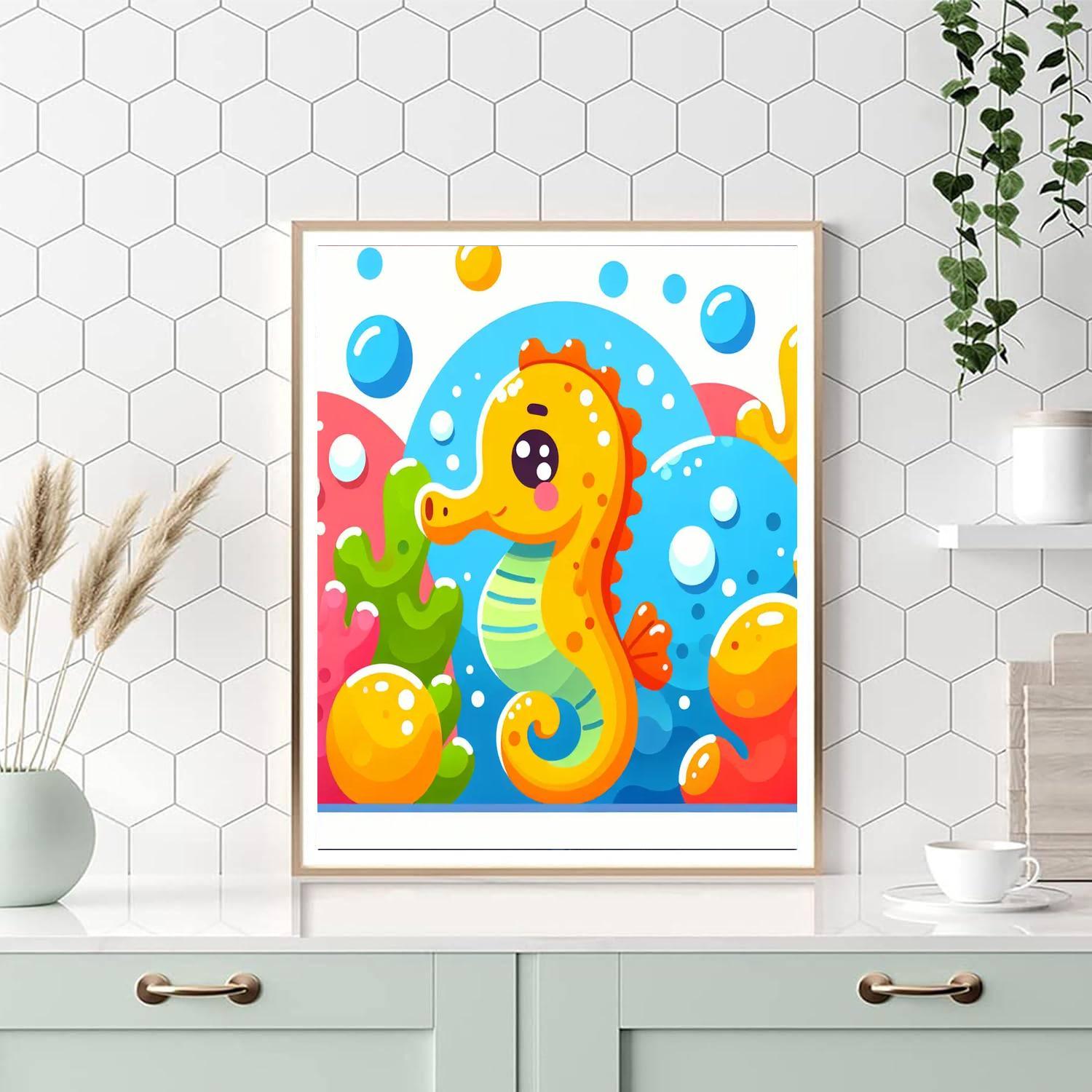Jolly Seahorse Number Painting