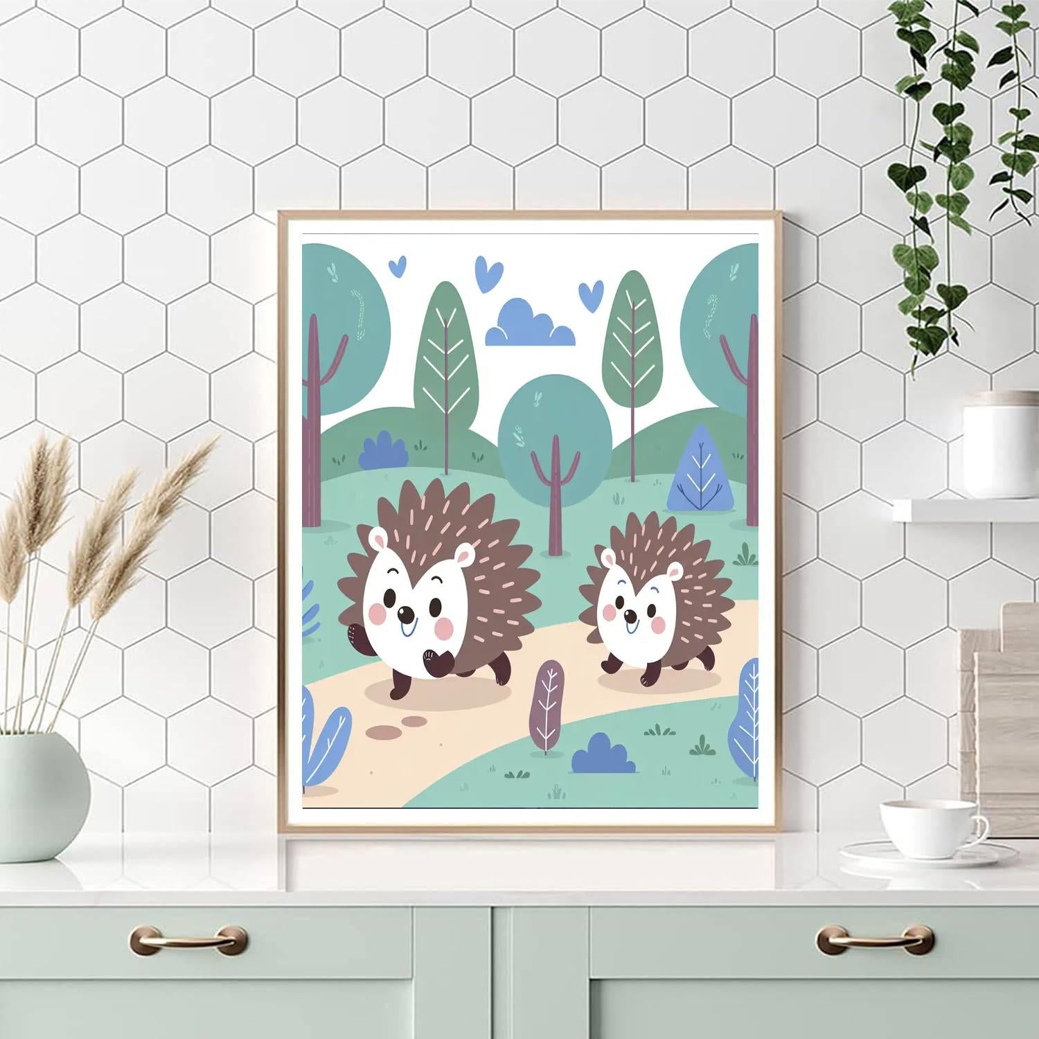 Happy Hedgehog Hike Paint By Numbers Art