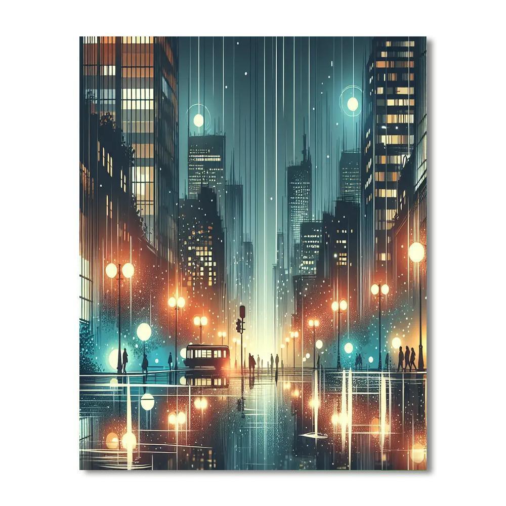 Rainy Cityscape Rhapsody Paint By Number