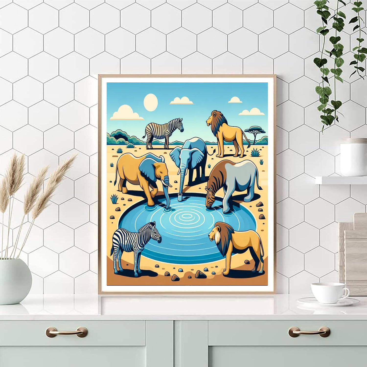 Safari Splash Paint By Numbers Art
