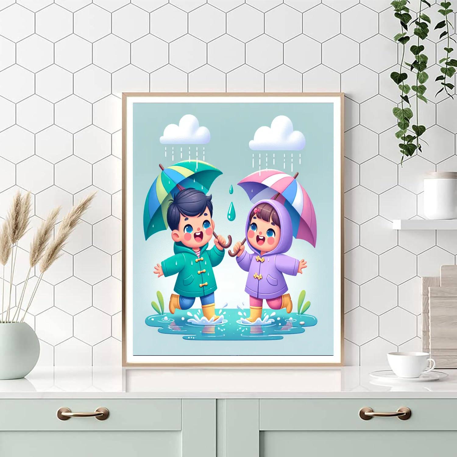 Cheerful Rainy Day Pals Numbered Painting Kits