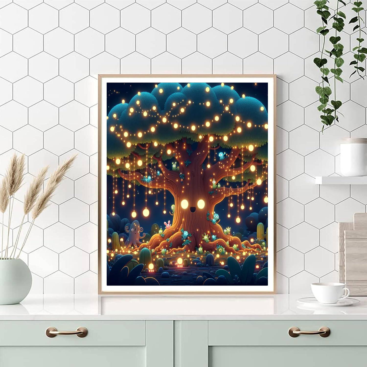 Whimsical Enchanted Tree Painting Number Kit
