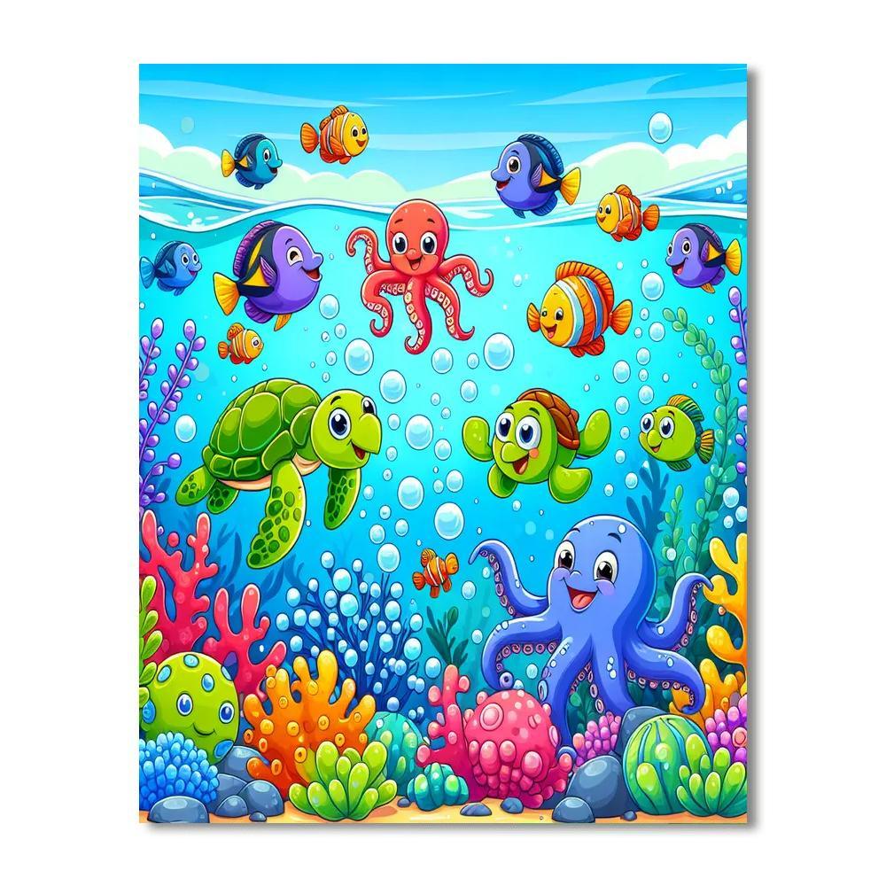 Joyful Underwater Kingdom Paint By Numbers Art