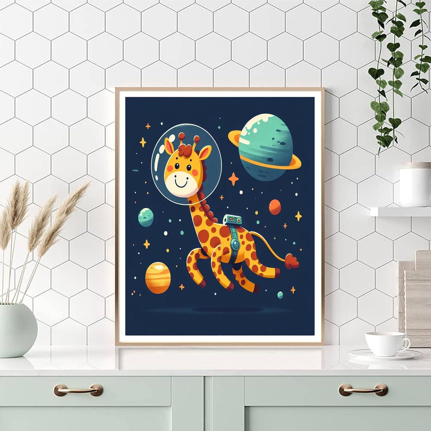 Galaxy Giraffe Adventure Number Painting
