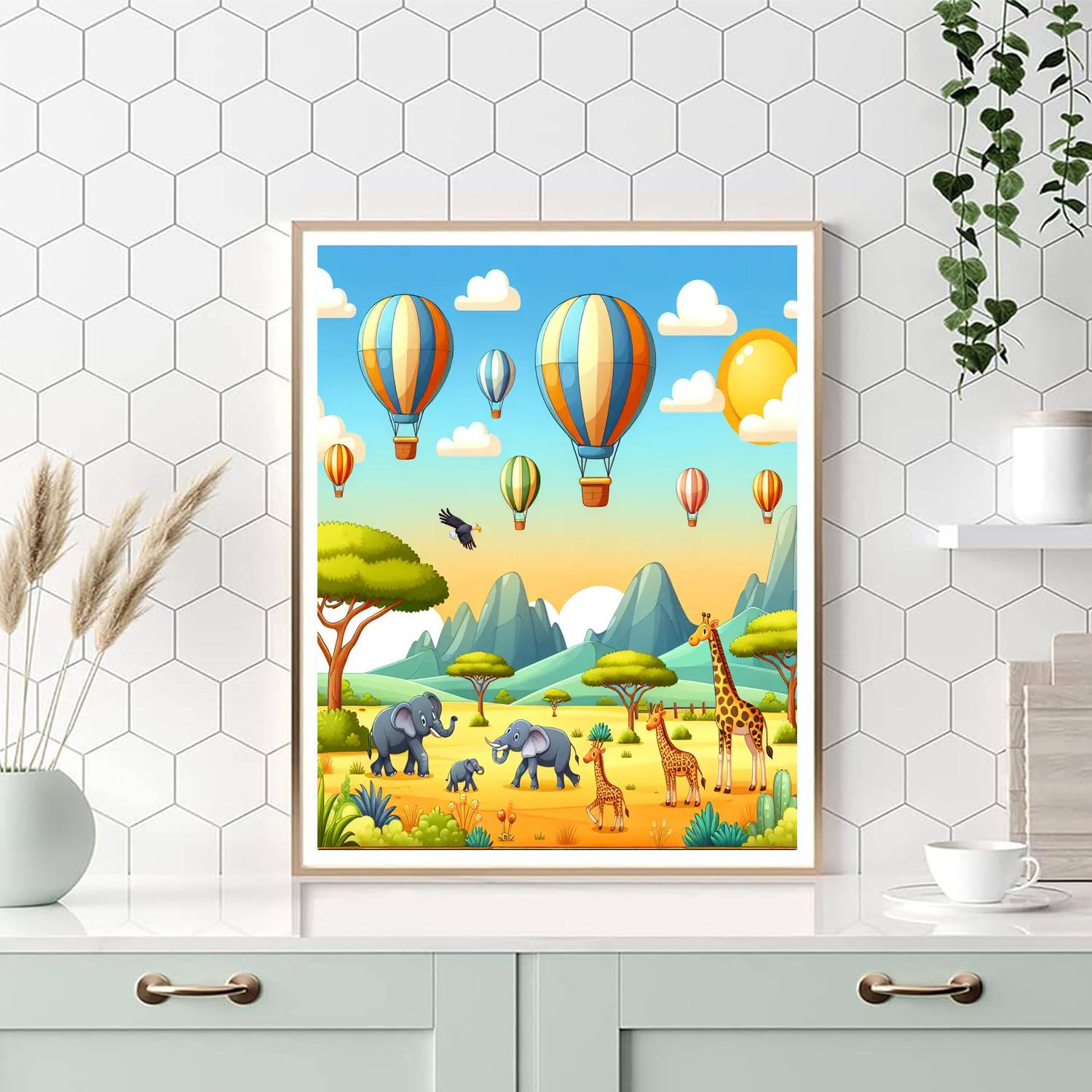 Balloon Safari Over Savannah Paint By Numbers Art